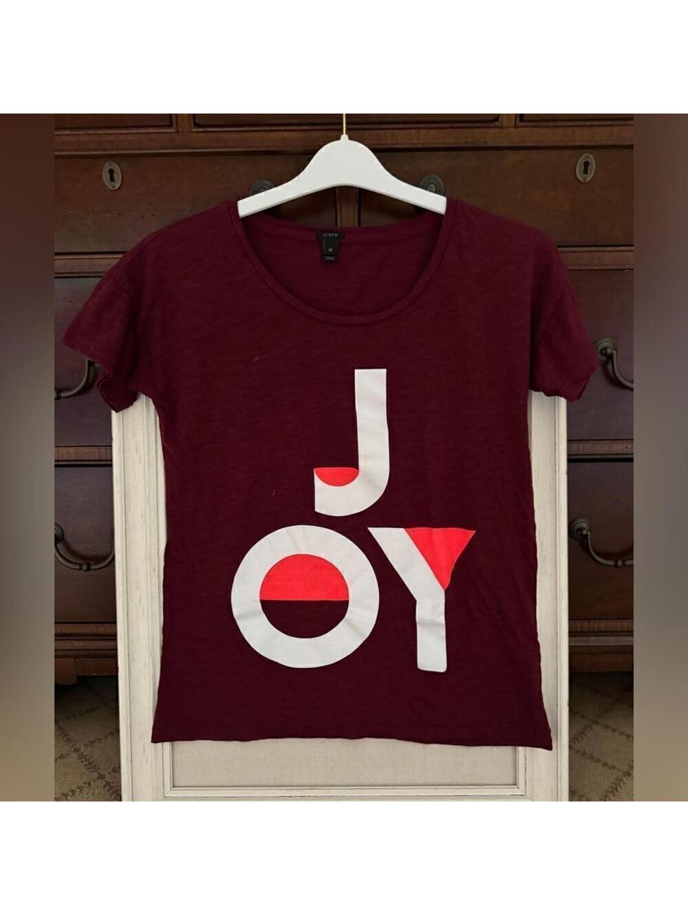 J. Crew burgundy vintage tissue short sleeve T-shirt  "JOY" design NWOT XS